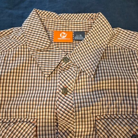 Merrell Men’s Performance Plaid Short Sleeve Shirt – Size L - Picture 4 of 5